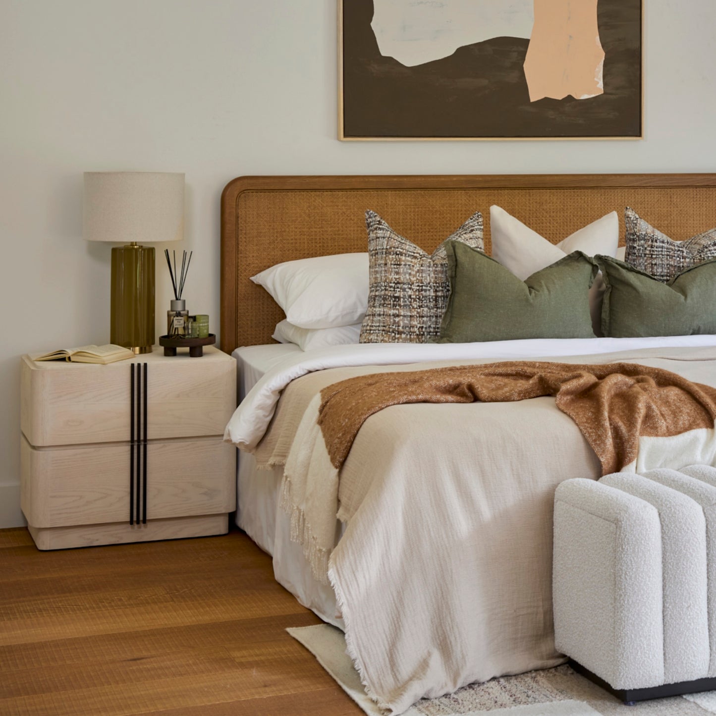 Vassall Bedside Table | 650 Wide White Wash, 2 Drawer