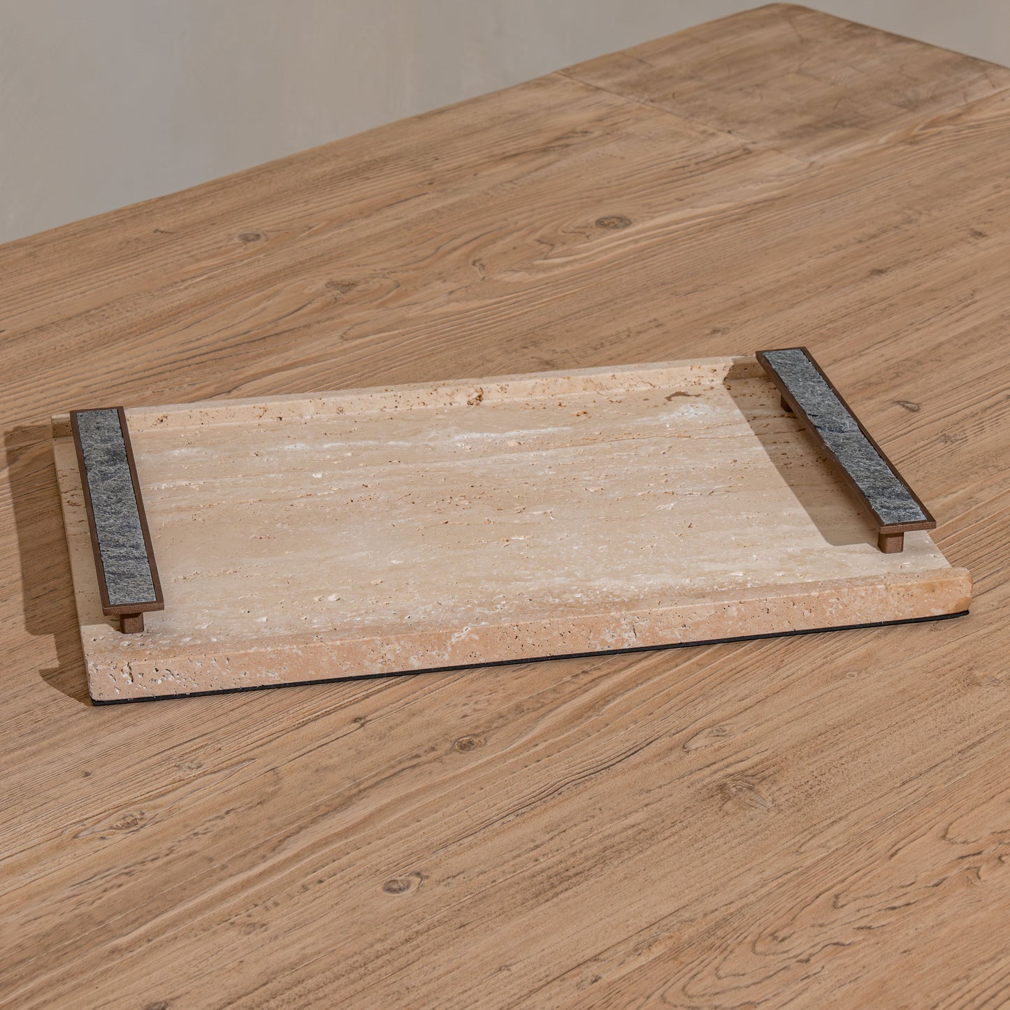 Marlow Stone Tray | Slate & Natural Travertine