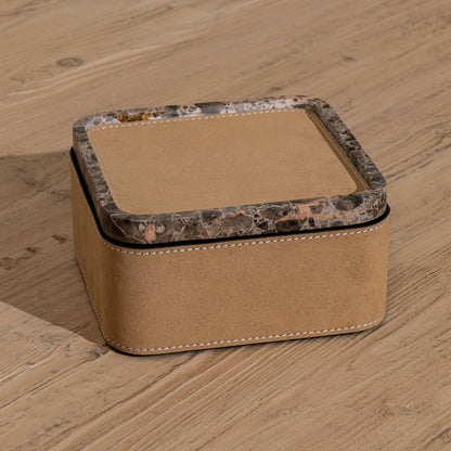 Clarris Storage Box | Marble & Suede