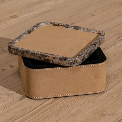 Clarris Storage Box | Marble & Suede