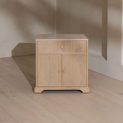 Shiply Bedside | 65cm Wide, Oak & Daino Reale Marble Top
