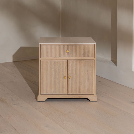 Shiply Bedside | 65cm Wide, Oak & Daino Reale Marble Top