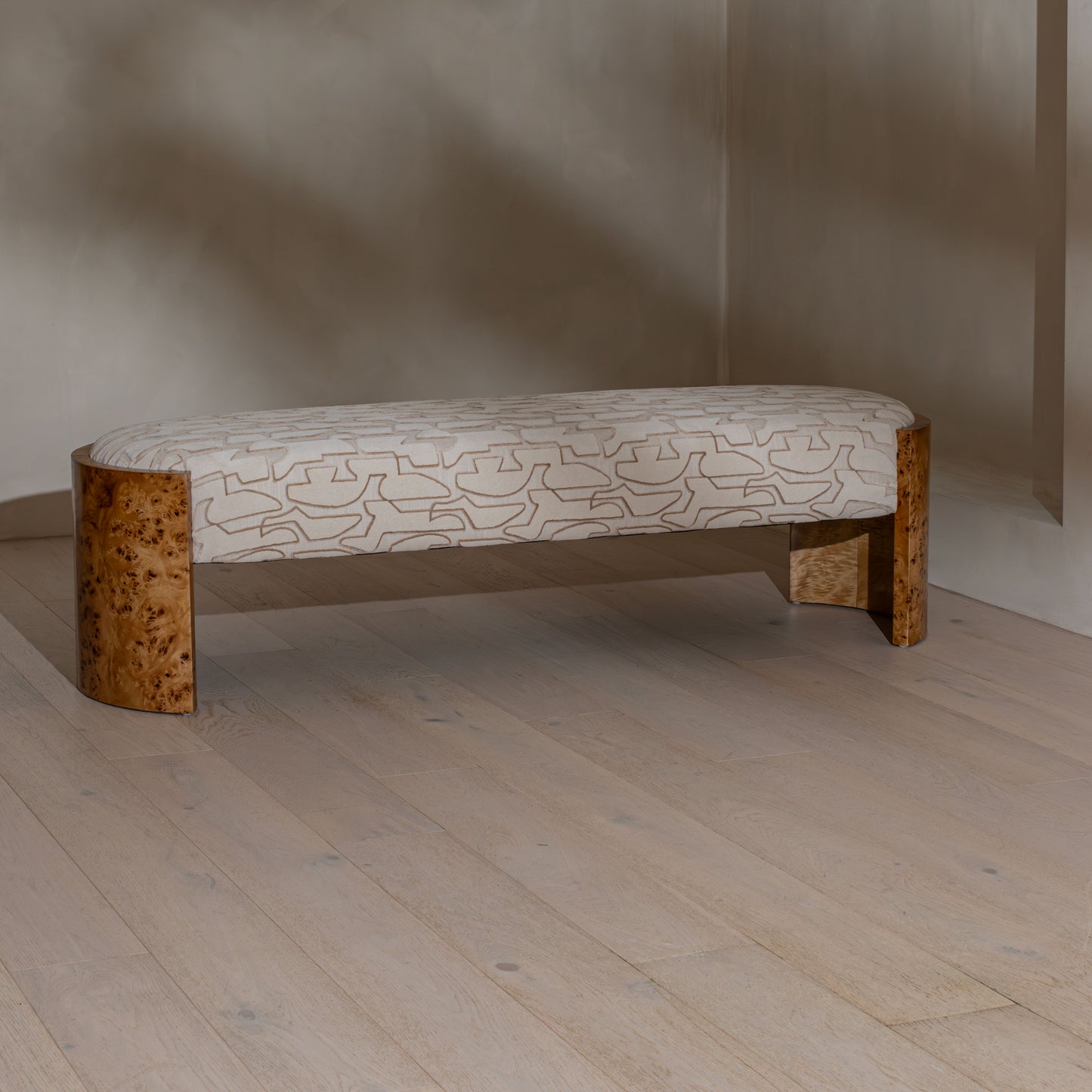 Bently Tailored Burl Bench | 180cm Wide, Villa Nova Serac Bone