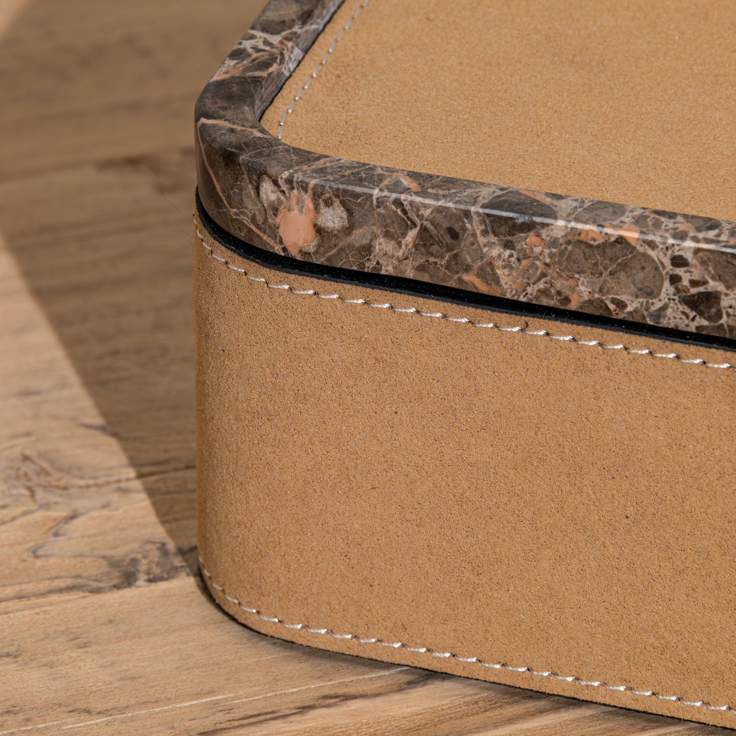 Clarris Storage Box | Marble & Suede