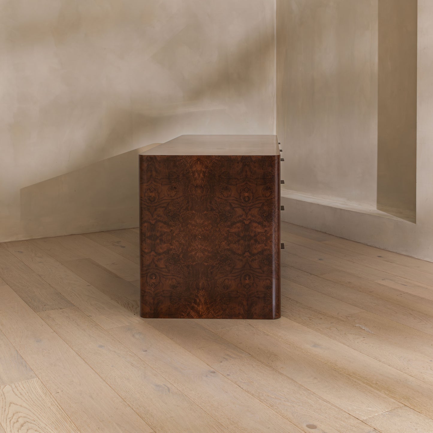 Abingdon Desk | 165cm Wide, Dark Burl, 9 Drawer