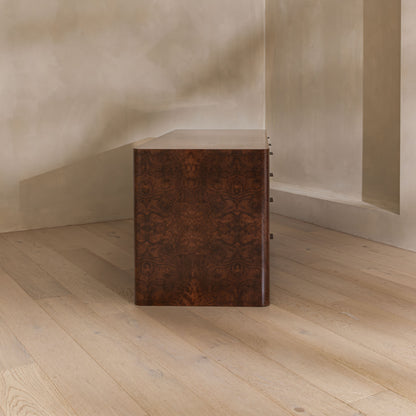Abingdon Desk | 165cm Wide, Dark Burl, 9 Drawer