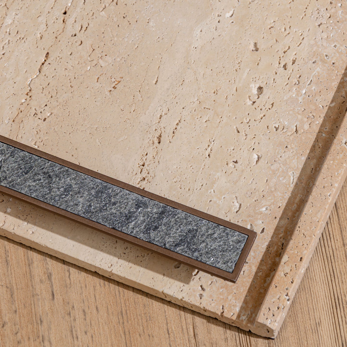 Marlow Stone Tray | Slate & Natural Travertine
