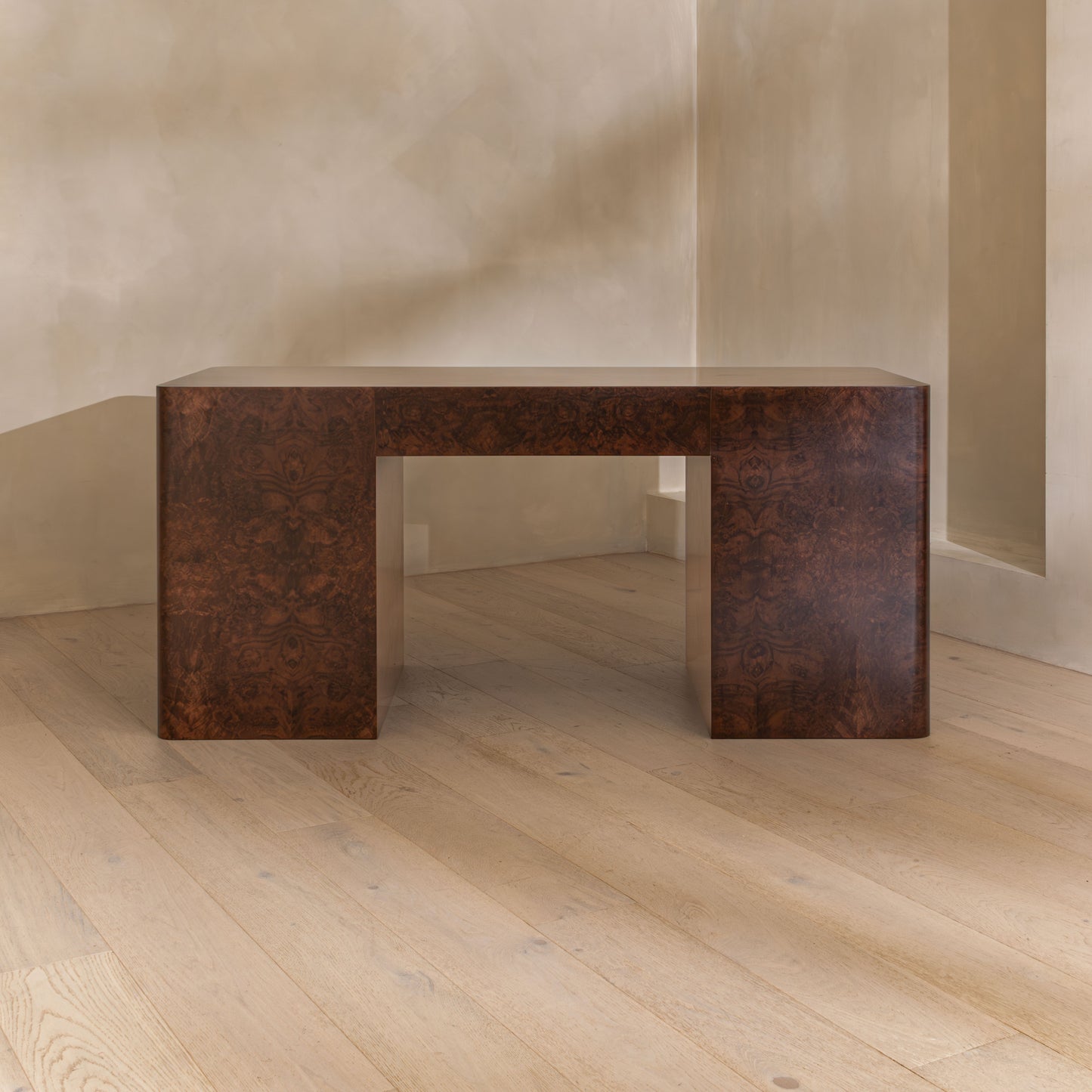 Abingdon Desk | 165cm Wide, Dark Burl, 9 Drawer