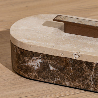 Alderman Marble Box | Dark Emperador Marble & Natural Travertine