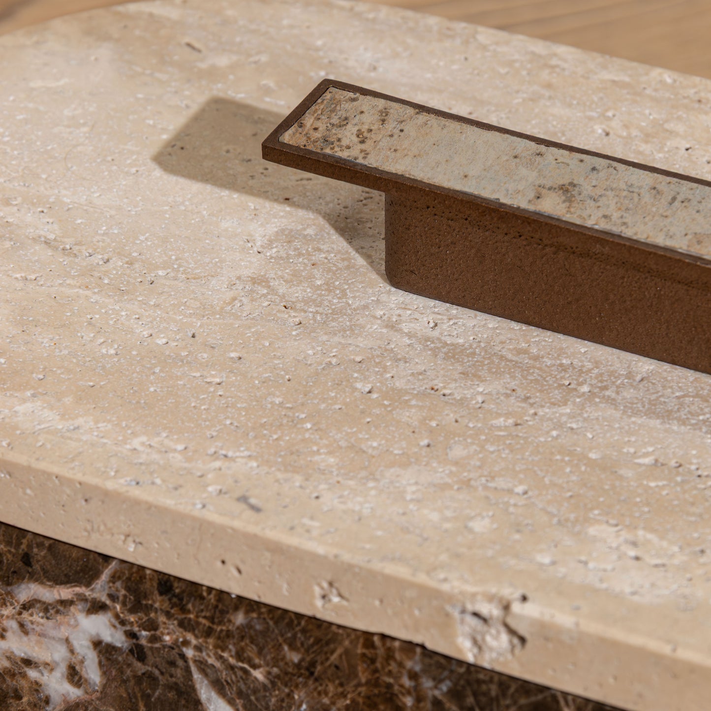 Alderman Marble Box | Dark Emperador Marble & Natural Travertine