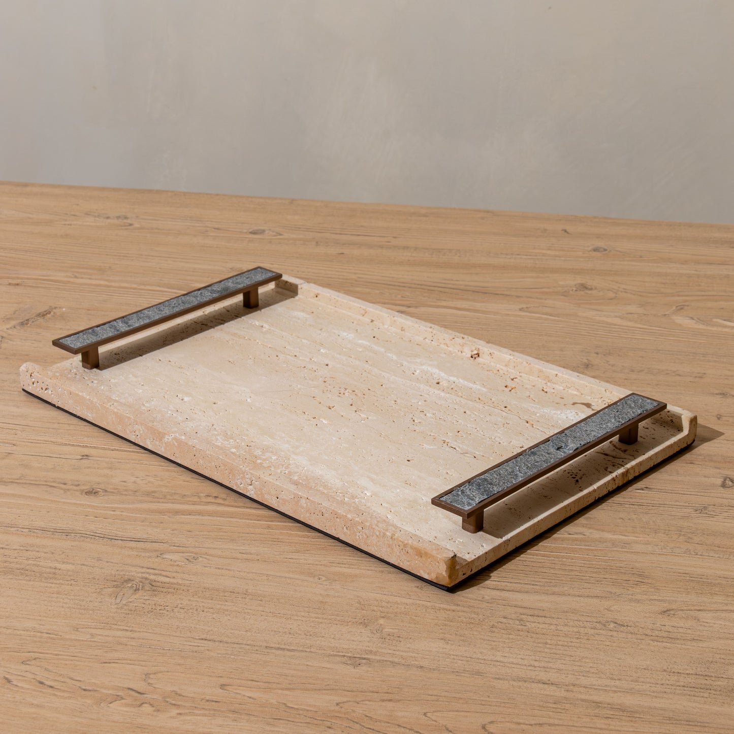 Marlow Stone Tray | Slate & Natural Travertine