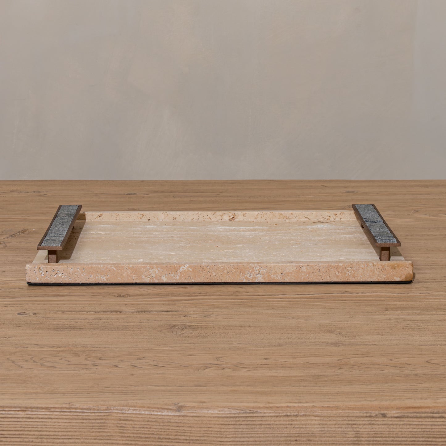 Marlow Stone Tray | Slate & Natural Travertine