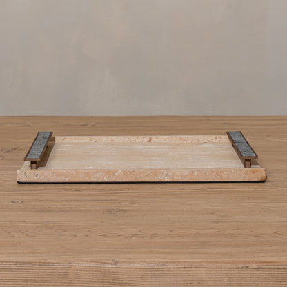 Marlow Stone Tray | Slate & Natural Travertine