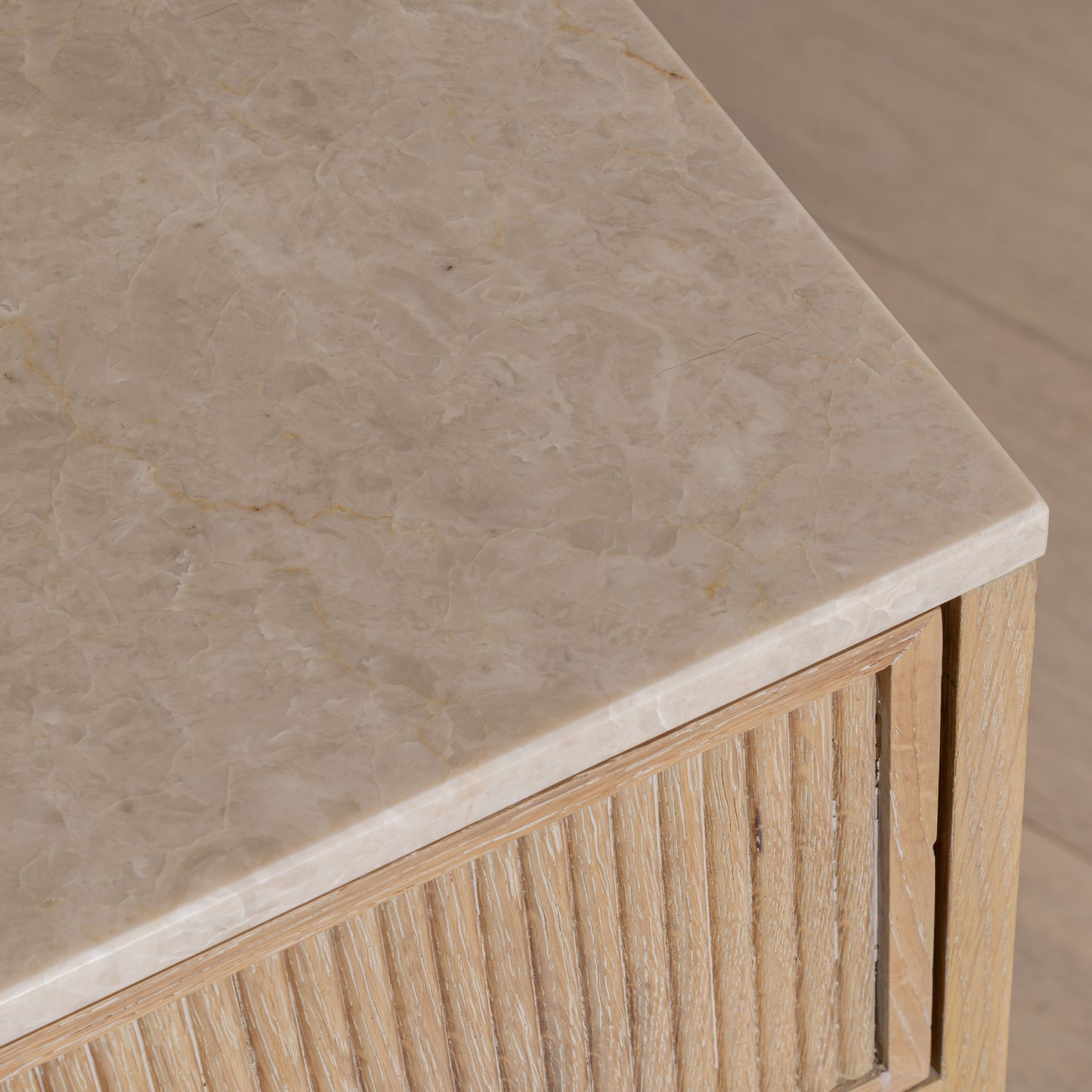 Shiply Bedside | 65cm Wide, Oak & Daino Reale Marble Top