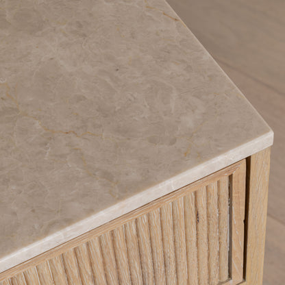 Shiply Bedside | 65cm Wide, Oak & Daino Reale Marble Top