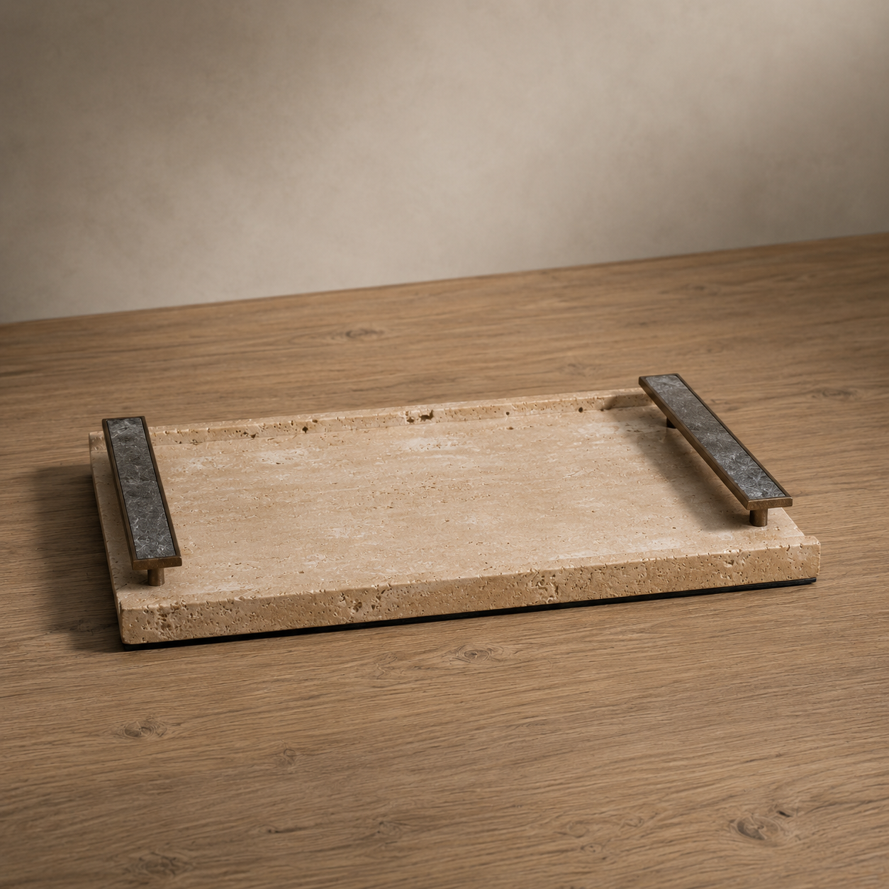 Marlow Stone Tray | Slate & Natural Travertine
