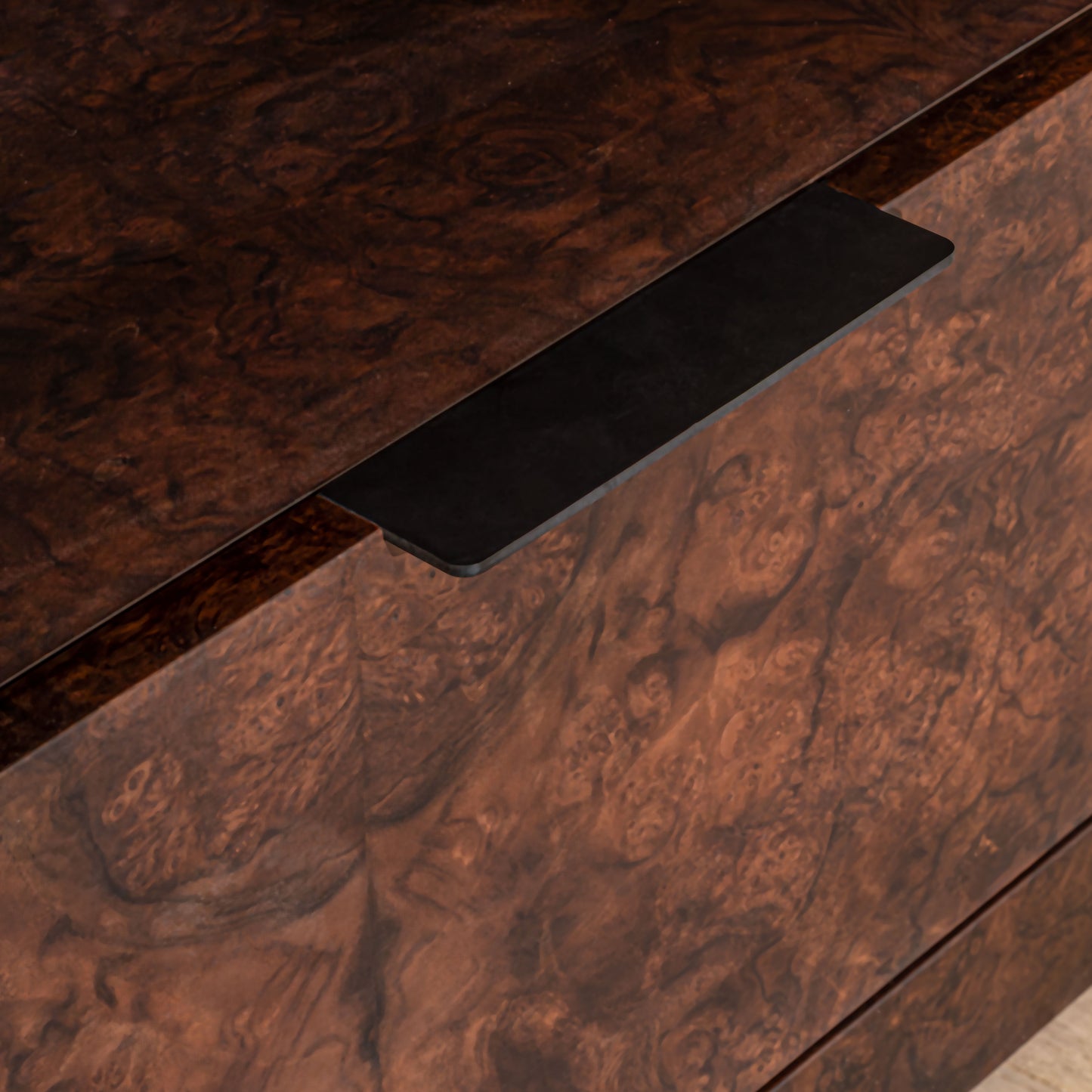 Abingdon Bedside Table | 650 Wide, Dark Burl, 1 Drawer