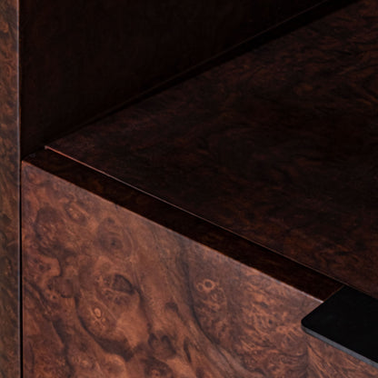 Abingdon Bedside Table | 650 Wide, Dark Burl, 1 Drawer