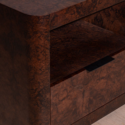 Abingdon Bedside Table | 650 Wide, Dark Burl, 1 Drawer
