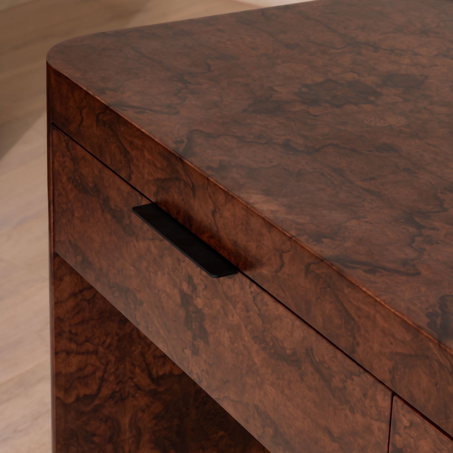Abingdon Dressing Table | 1200 Wide Dark Burl, 2 Drawer