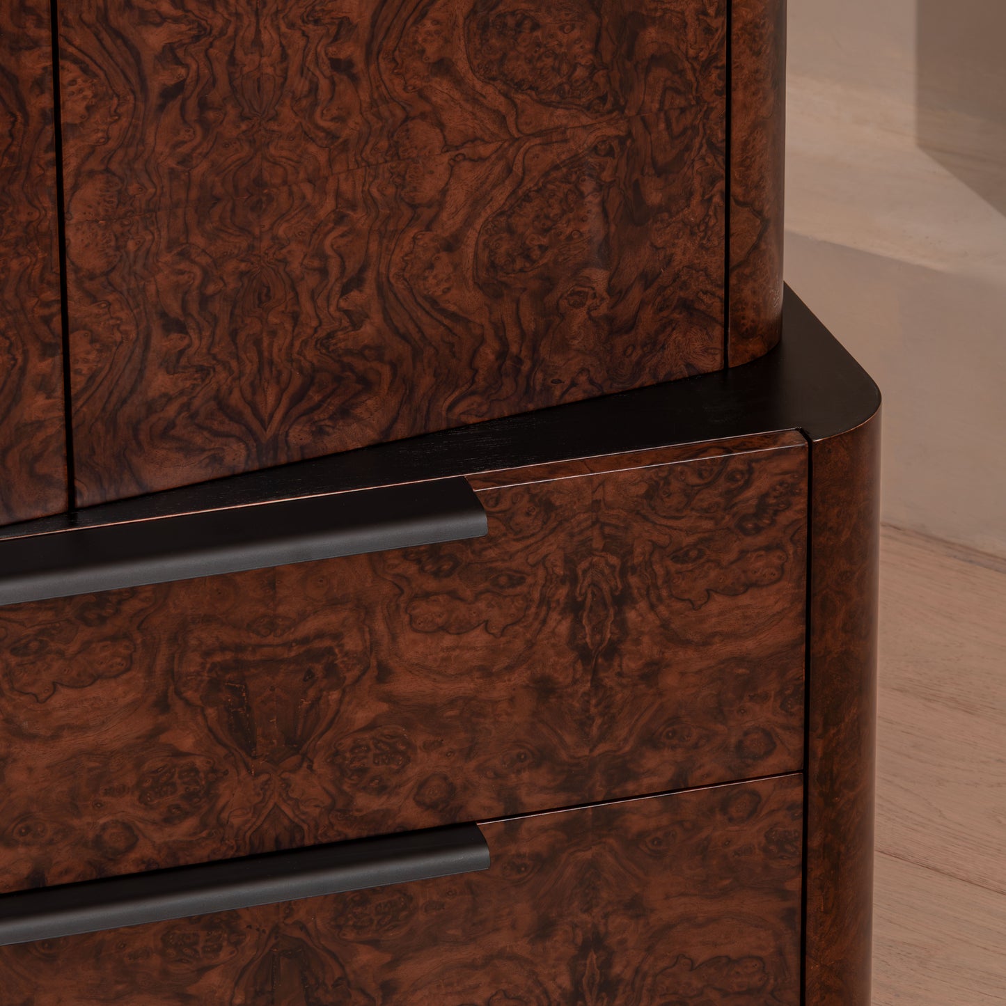 Abingdon Wardrobe | 190 High, Dark Burl, 2 Drawer