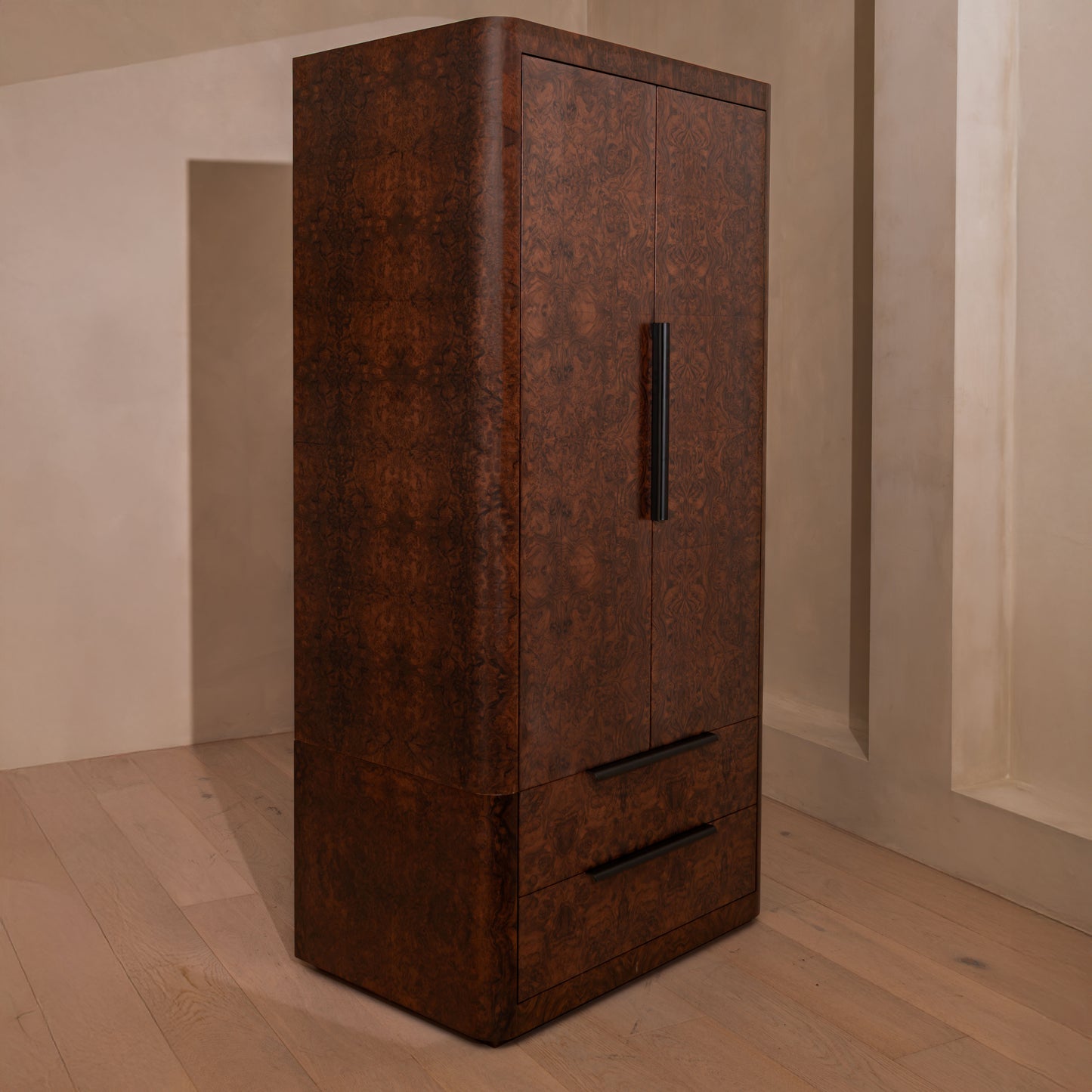 Abingdon Wardrobe | 190 High, Dark Burl, 2 Drawer