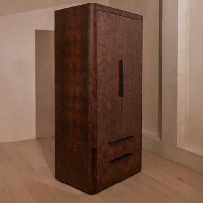 Abingdon Wardrobe | 190 High, Dark Burl, 2 Drawer