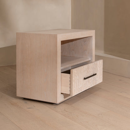 Arthur Bedside | 750 Wide White Washed Oak, 1 Drawer