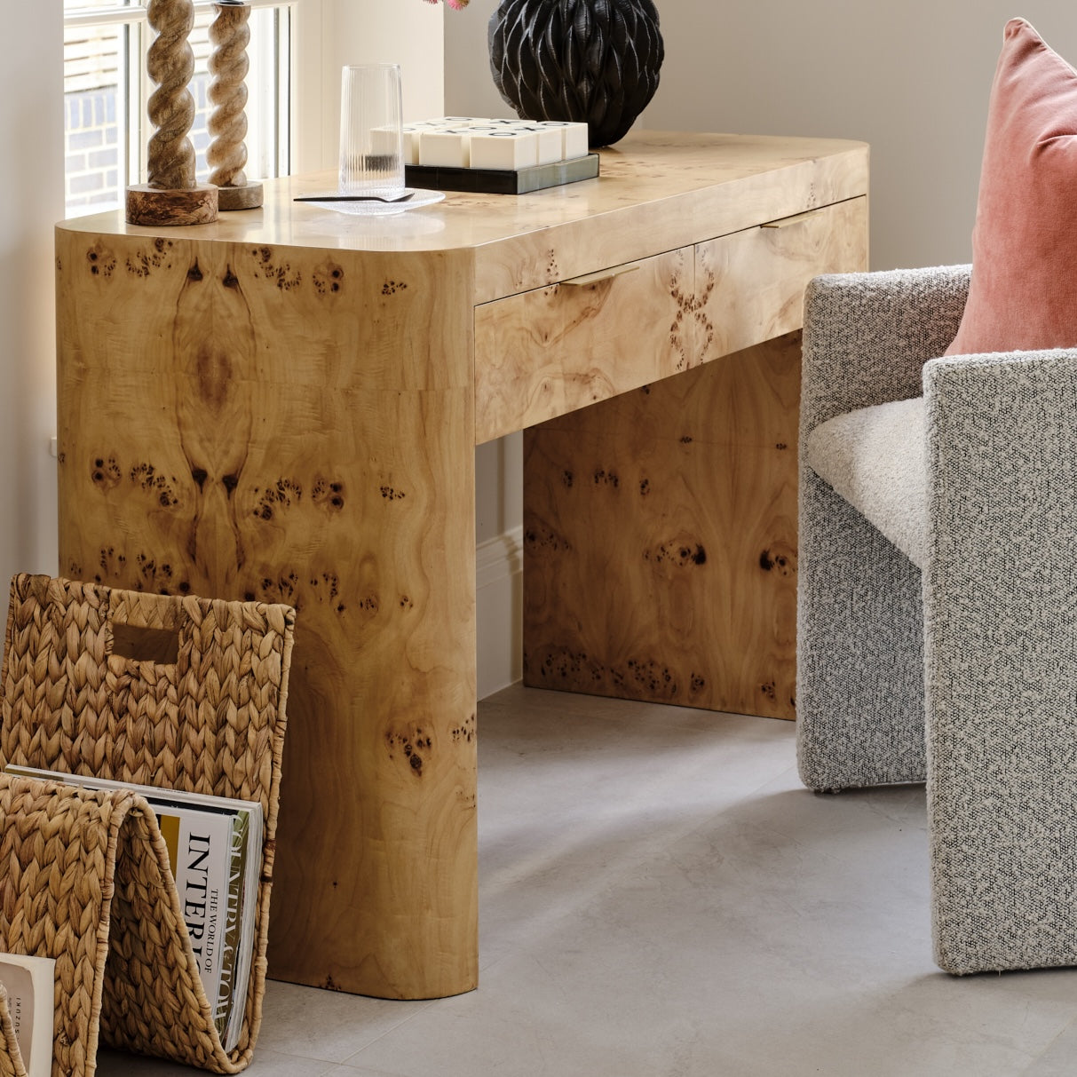 Thornhill Dressing Table | 1200 Wide Light Burl, 2 Drawer