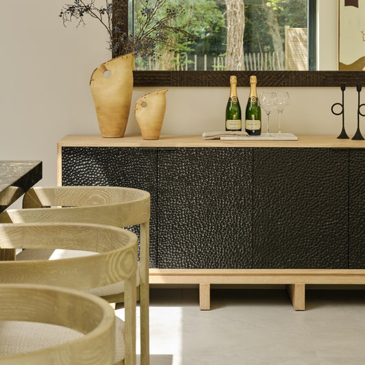 Denton Sideboard | 120 Wide, Wide Stained Oak & Black