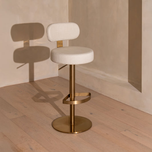 Bower Adjustable Bar Stool | White & Brass