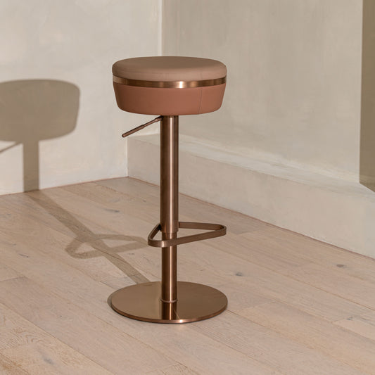Willis Bar Stool | Copper & Brown Leather