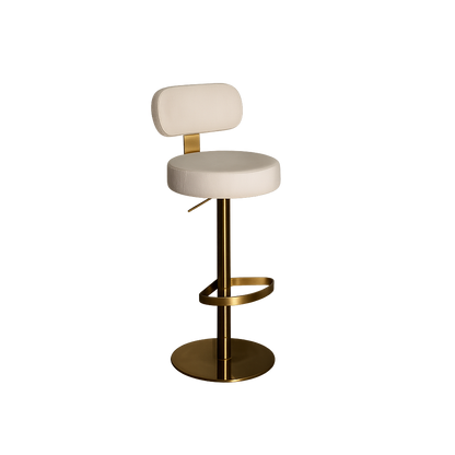Bower Adjustable Bar Stool | White & Brass