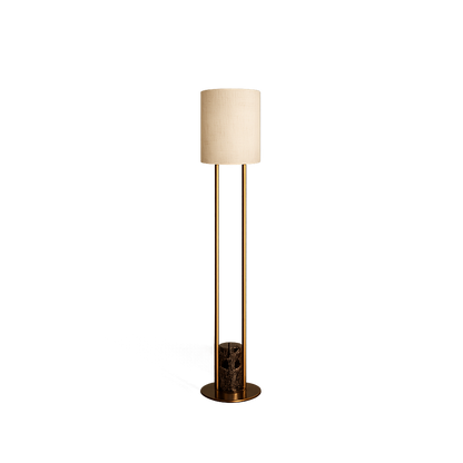 Bromley Floor Lamp | 155 High, Brown Marble & Brass