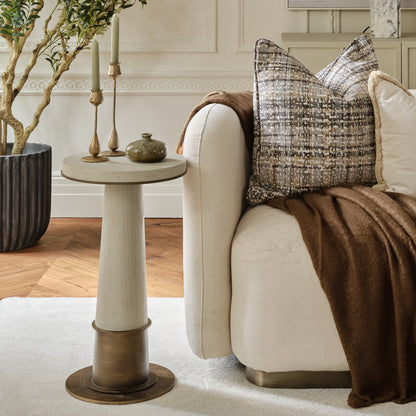 Ryecroft Side Table | 350 Diameter, Bronze & White Wash Oak