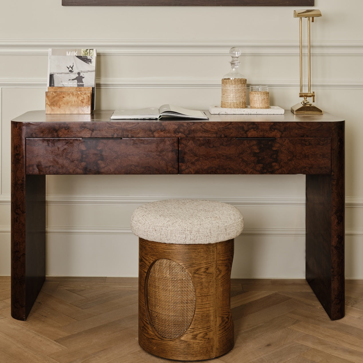 Abingdon Dressing Table | 1200 Wide Dark Burl, 2 Drawer