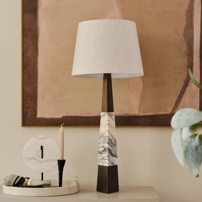 Perona Table Lamp | 91 High, Bronze & Calacatta Marble Base