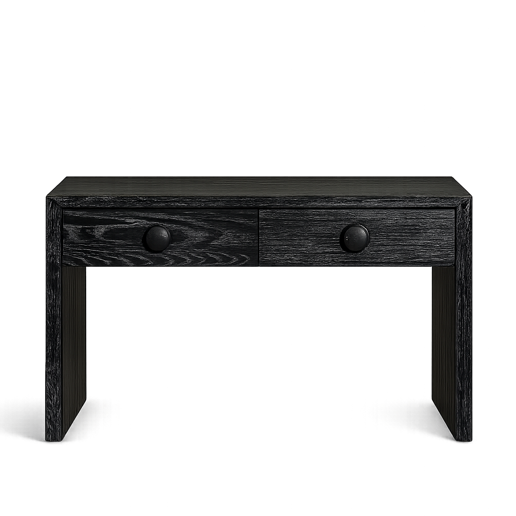 Button Dressing Table | 1200 Wide Black Grain, 2 Drawer