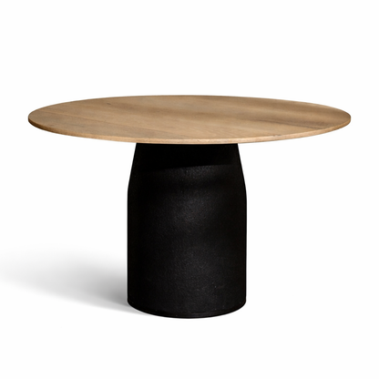 Calabasas Dining Table | 127 Diameter, Whitewash & Black
