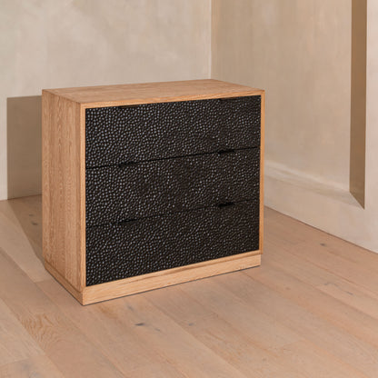 Denton Chest Of Drawers | 1000 Wide, Stained Oak & Black, 3 Drawer