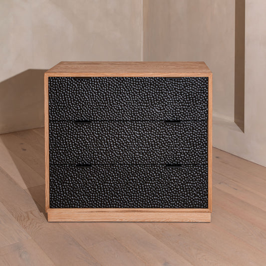 Denton Chest Of Drawers | 1000 Wide, Stained Oak & Black, 3 Drawer