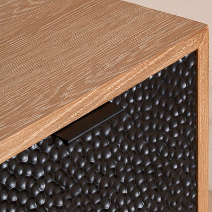 Denton Chest Of Drawers | 1000 Wide, Stained Oak & Black, 3 Drawer