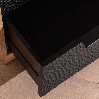 Denton Chest Of Drawers | 1000 Wide, Stained Oak & Black, 3 Drawer