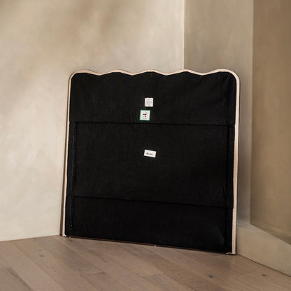 Capo Headboard | Black Piped & White Linen
