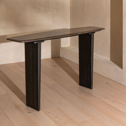 Jayda Console Table | 150 Wide, Dark Stone & Black Wood