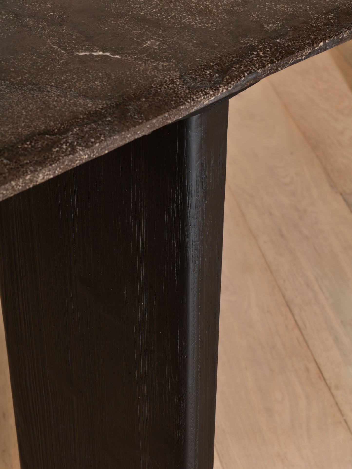 Jayda Console Table | 150 Wide, Dark Stone & Black Wood
