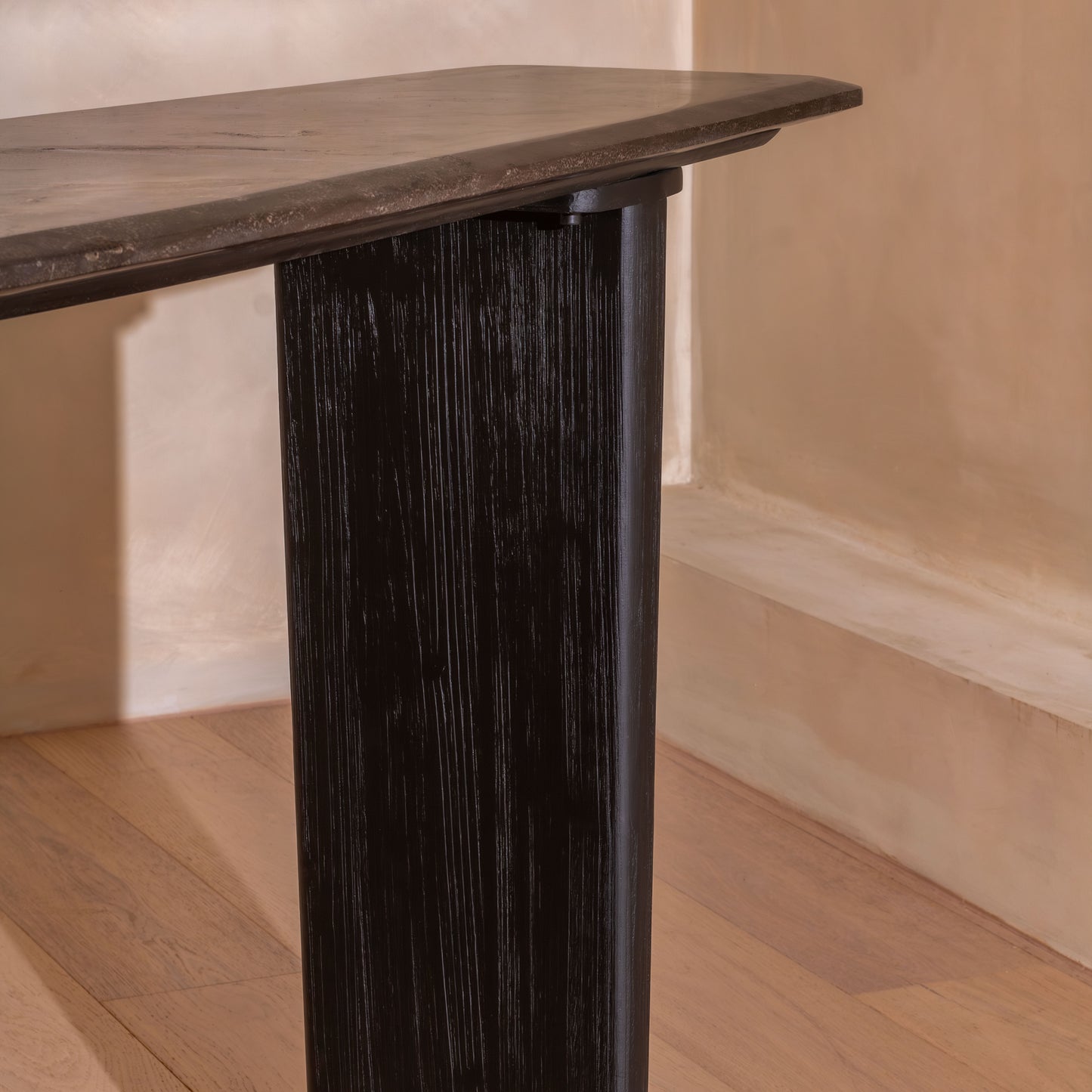 Jayda Console Table | 150 Wide, Dark Stone & Black Wood