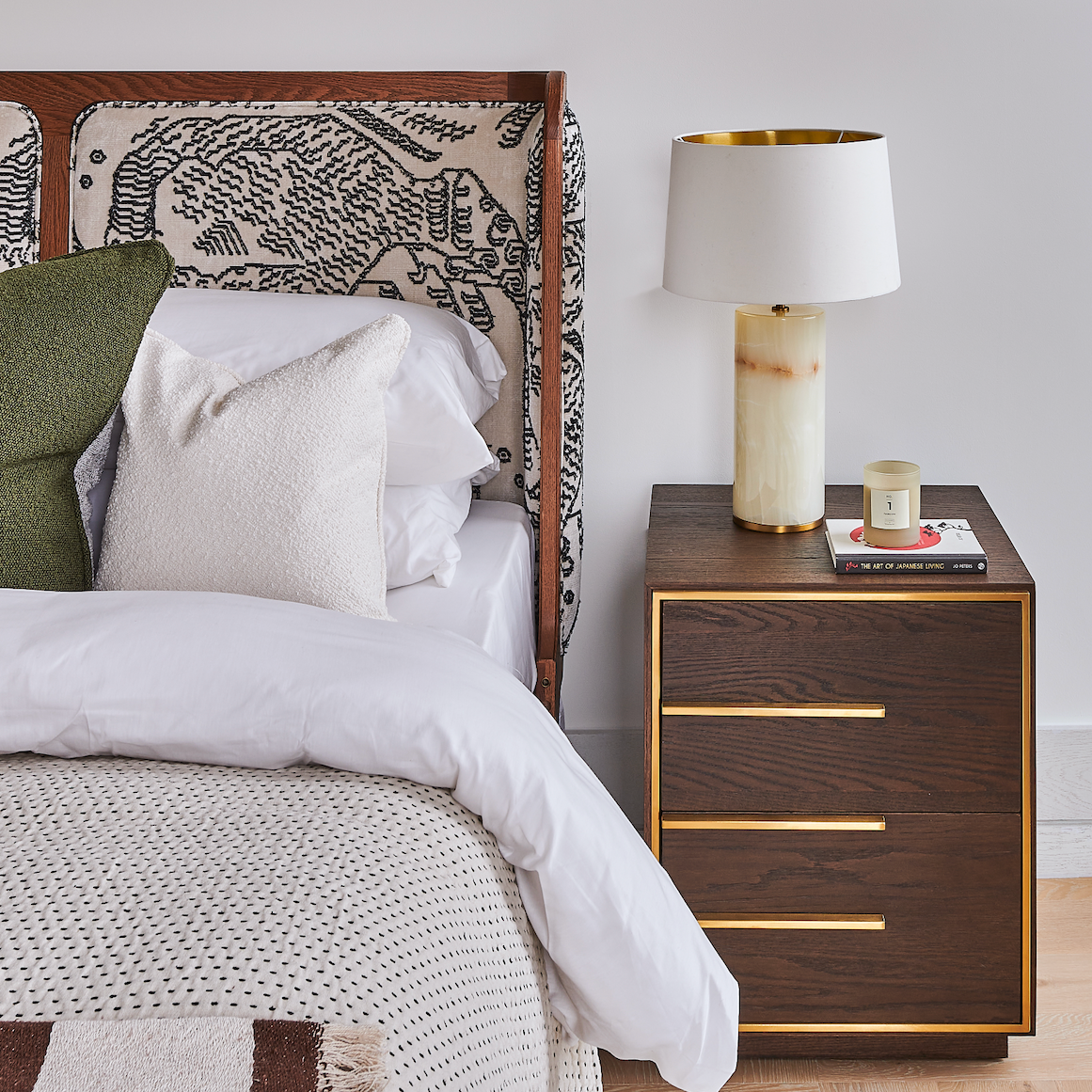 Landbrooke Bedside Table | 500 Wide Walnut, 2 Drawers