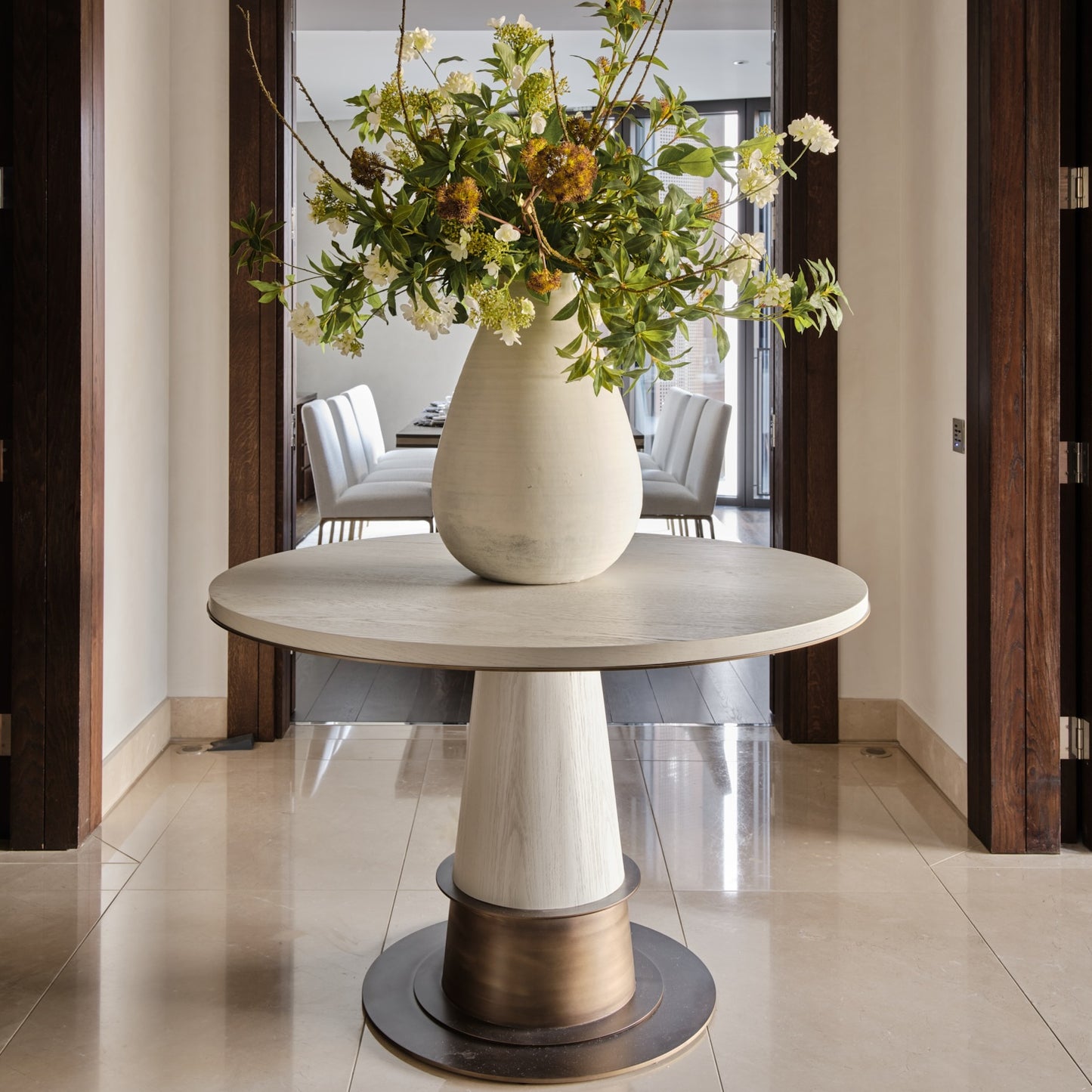 Ryecroft Round Dining Table | 120cm | Bronze & White Wash