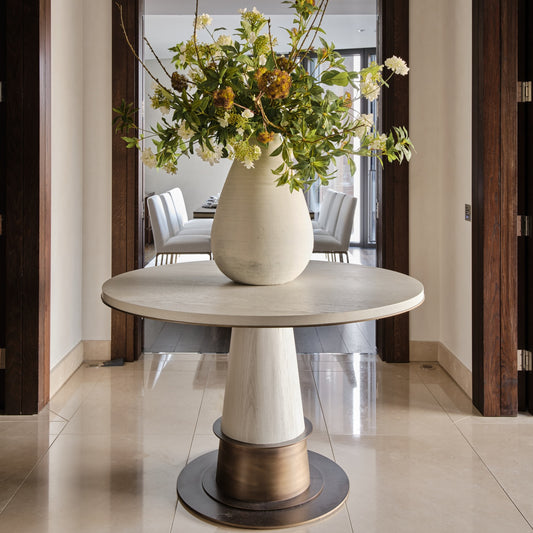 Ryecroft Round Dining Table | 120cm, Bronze & White Wash